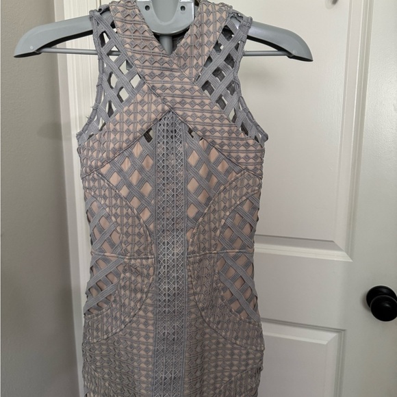 Missguided Carli Bybel X light blue and nude Bodycon Dress - Picture 3 of 10